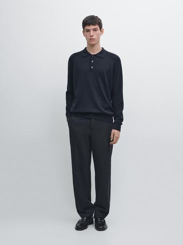 Jersey polo punto mezcla algodón - Marino de Zara - Imagen 0