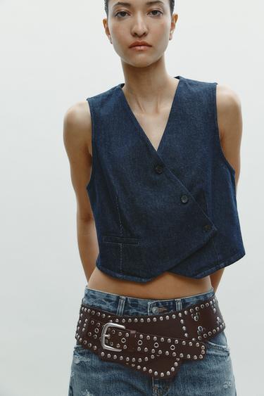 ДВУБОРТНЫЙ ДЖИНСОВЫЙ ЖИЛЕТ — ТЕМНЫЙ ИНДИГО от Zara