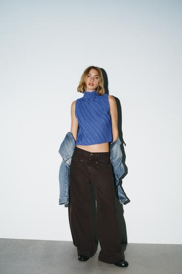 GILET EN MAILLE STRUCTURÉ - Bleu roi de Zara