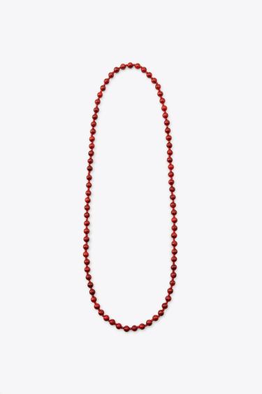 STONE BEAD NECKLACE - Red by Zara