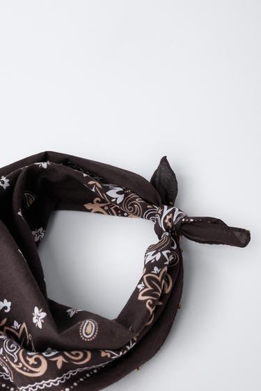 BANDANA CARRÉE IMPRIMÉE - Marron de Zara - Image 1