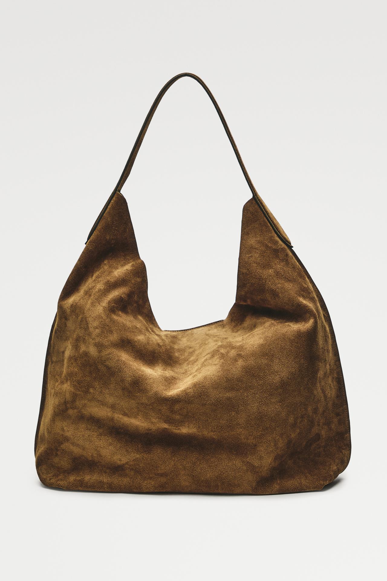 Maxi split suede leather shoulder bag — 566