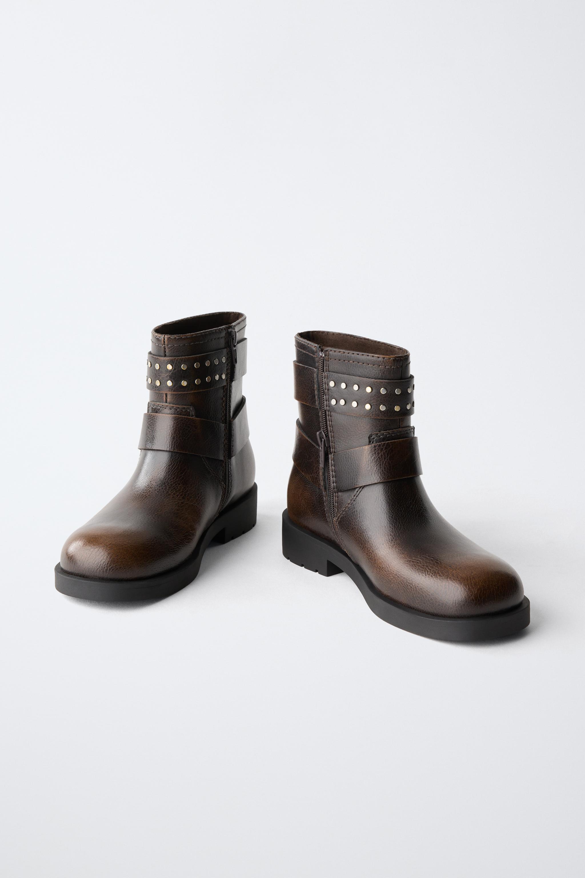 STUDDED BUCKLE ANKLE BOOTS