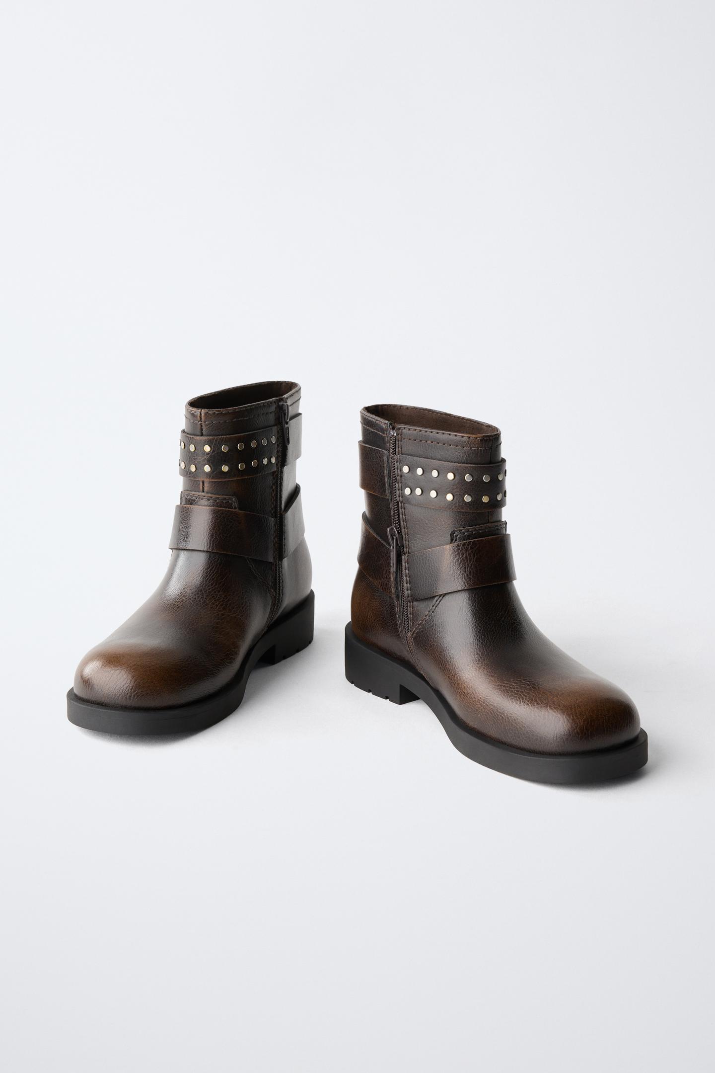 Детские ботинки Zara Studded Buckle Ankle, цвет: Коричневый — фото 3