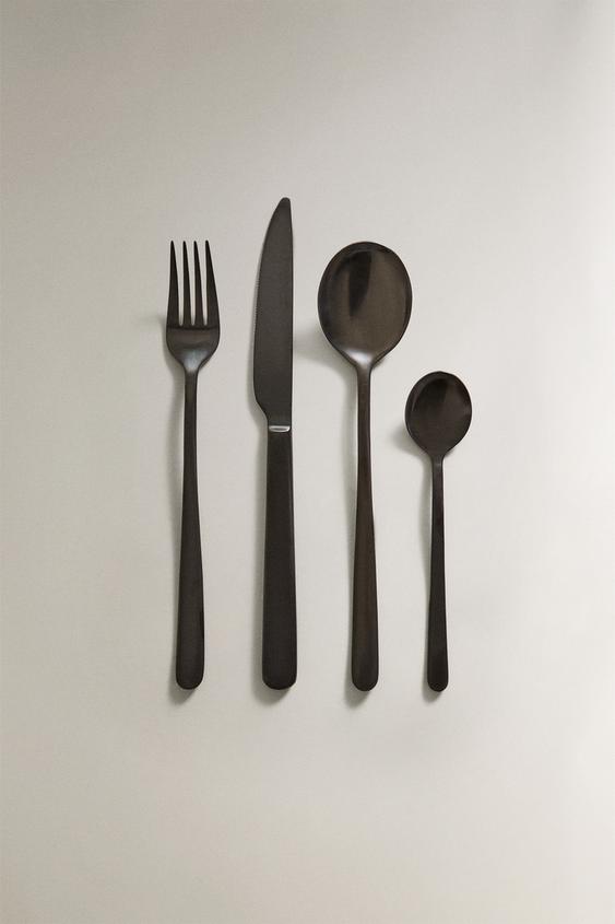 4-PIECE BLACK STEEL CUTLERY SET