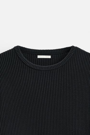 TEXTURED SWEATER WITH BUTTONS - Dark navy by Zara - Image 7