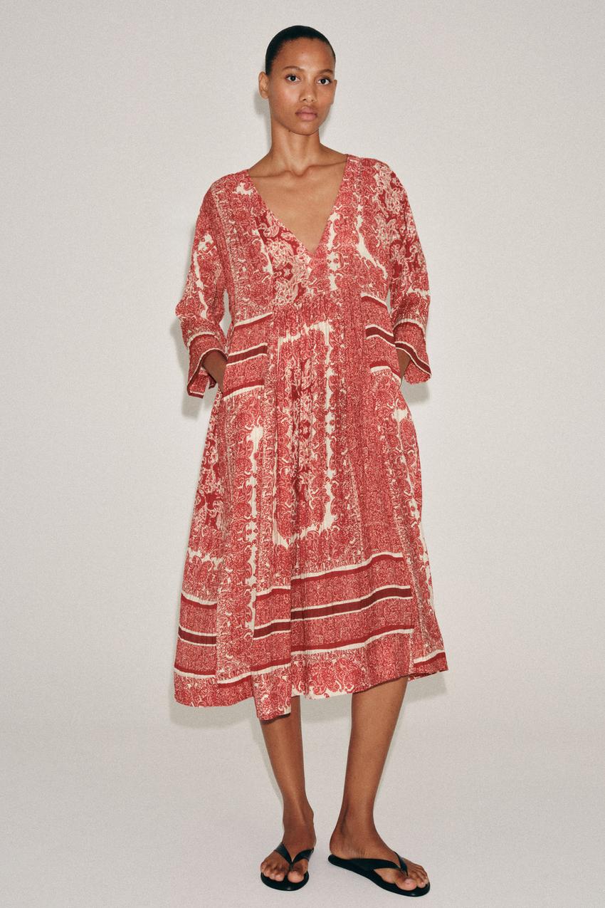 zara red boho dress Boden Women's Zara Cross Waist Jersey Dress in Red