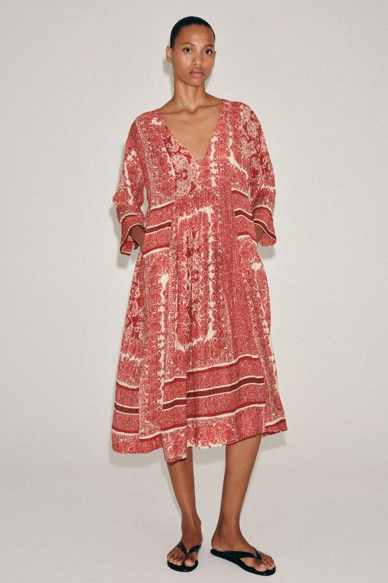 ZW Collection desenli midi elbise