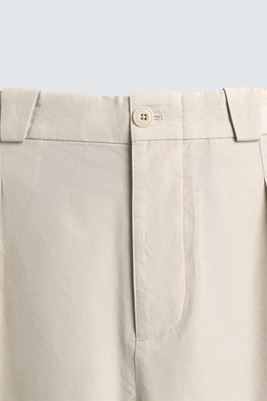 COTTON/LYOCELL STRAIGHT-LEG TROUSERS - Sand by Zara - Image 9
