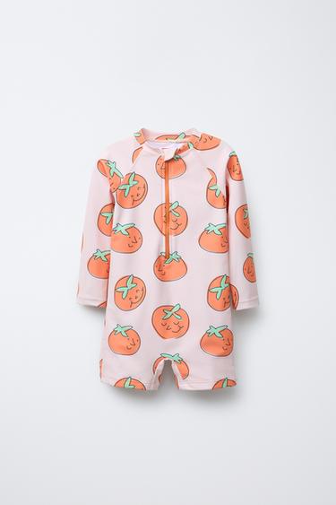 1-6 YEARS/ TOMATOES SHORT SWIMMING COSTUME PLAYSUIT - Orange by Zara