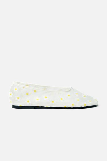 BALLERINA IN RETE CON FIORI - bianco di Zara