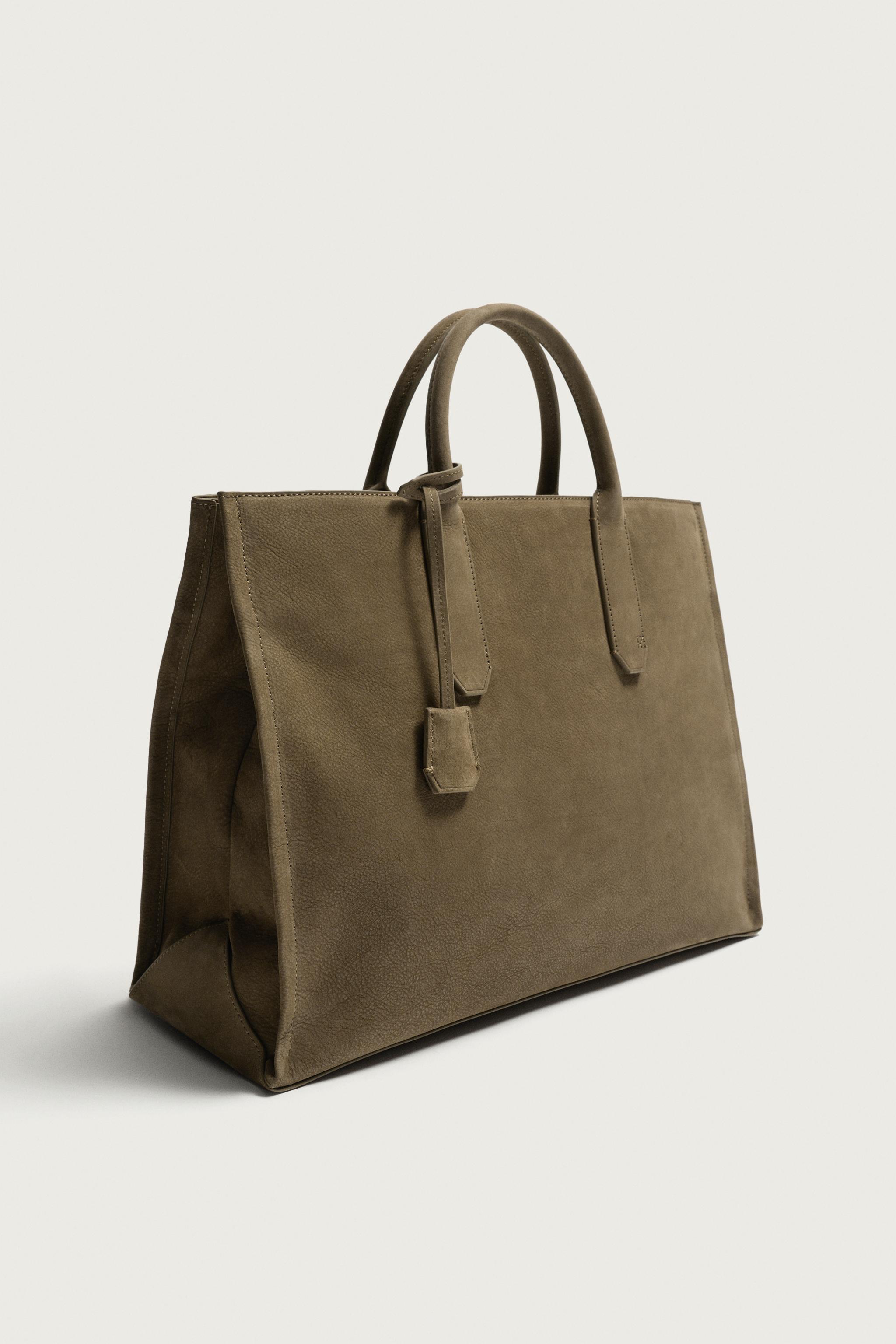 LEATHER CROSSBODY BAG — Taupe Gray