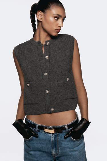 PLAIN KNIT TOP - Grey by Zara