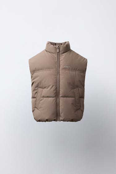 Zara 防潑水人造羽絨背心 - 棕色 / 暗灰褐色