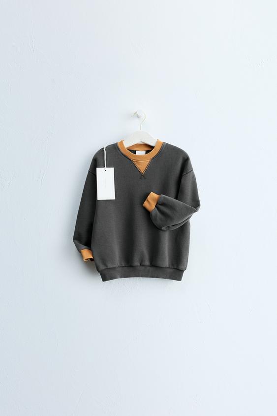 Zaras ZARA TIMELESS - ENFÄRGAD SWEATSHIRT MED KONTRAST - Grå antracit - Bild 0