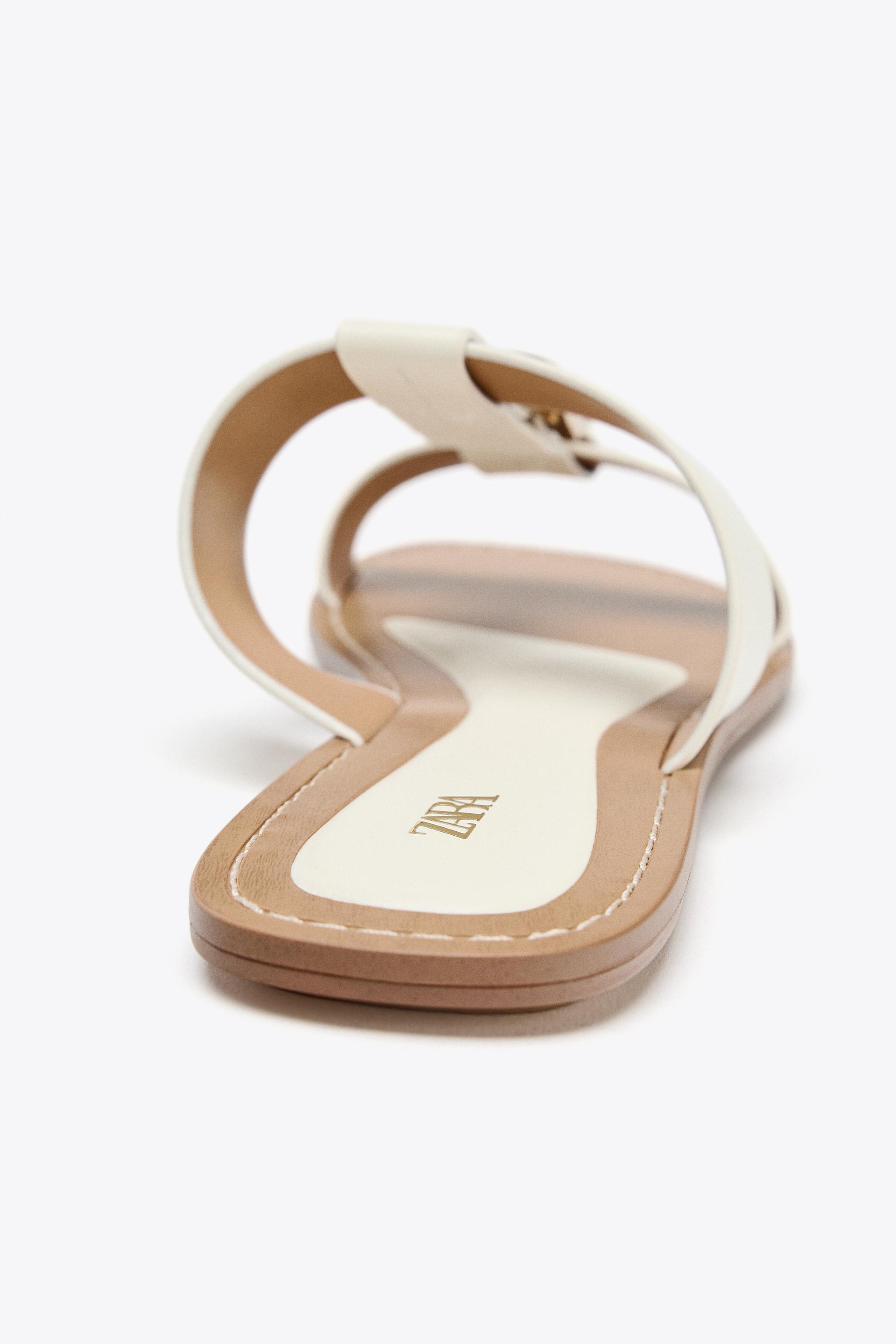 ★ZARA★ DOUBLE-STRAP FLAT SANDALS WITH BUCKLE DOUBLE STRAP BUCKLE FLAT SANDALS - Brown | ZARA United States