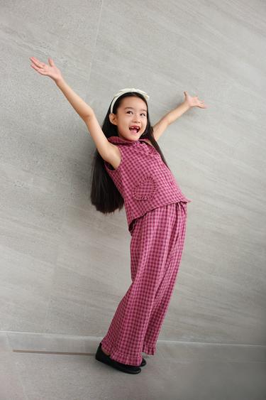 ÁO KẺ CA RÔ GINGHAM RÁP BÈO - Màu hồng hoa đăng từ Zara