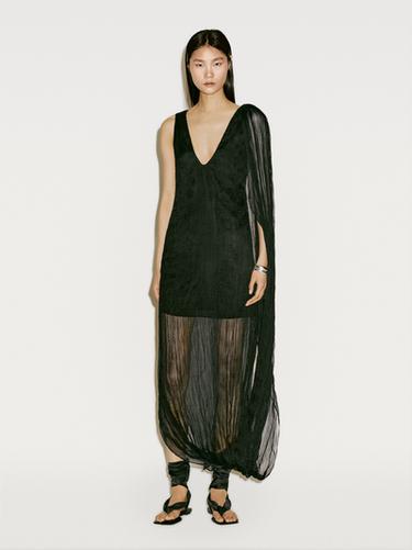 Robe longue fluide plissée - Limited Edition - Noir de Zara - Image 0