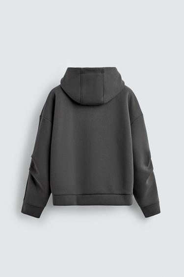 SWEAT EFFET NÉOPRÈNE PLIS CAPUCHE - Bleu / Gris de Zara - Image 5
