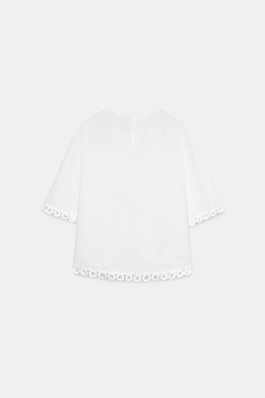 ZW COLLECTION EMBROIDERED LINEN BLEND SHIRT - White by Zara - Image 6