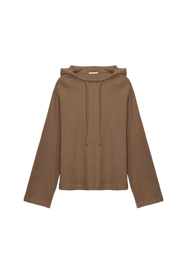 WAFFLE-KNIT HOODIE