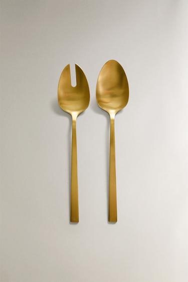 GOLDEN STEEL SALAD CUTLERY SET (SET OF 2) - Gold by Zara