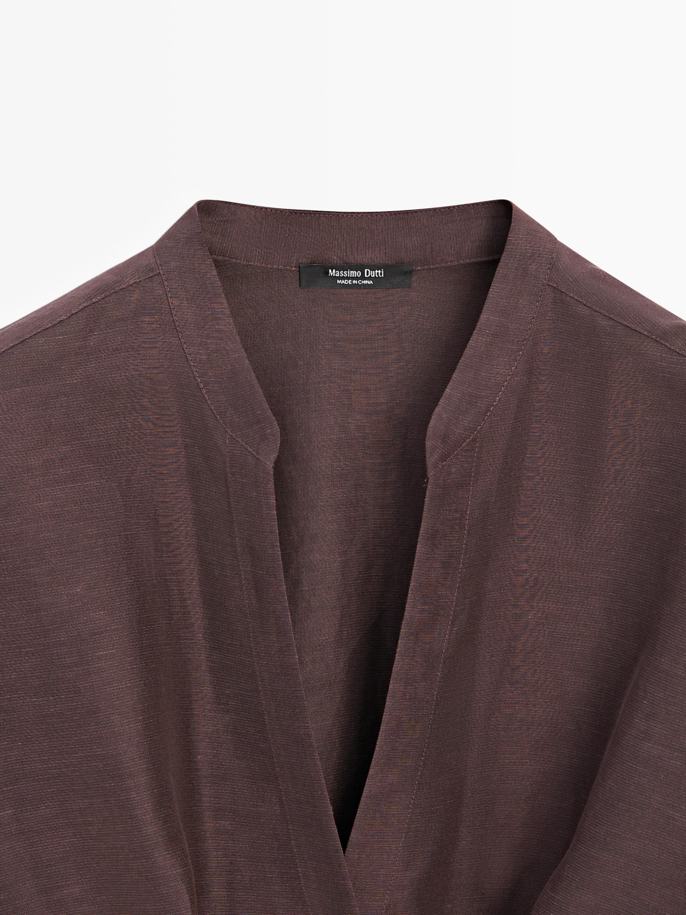 Linen blend knotted shirt