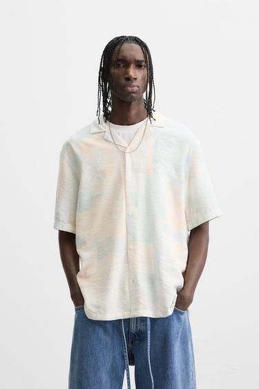 Zara ABSTRACT PRINT SHIRT - Turquoise