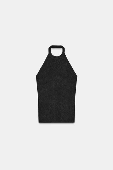 METALLIC THREAD HALTER TOP - 334 by Zara