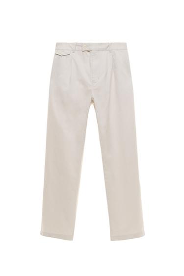 Zara RELAXED FIT PLEATED PANTS - Stone