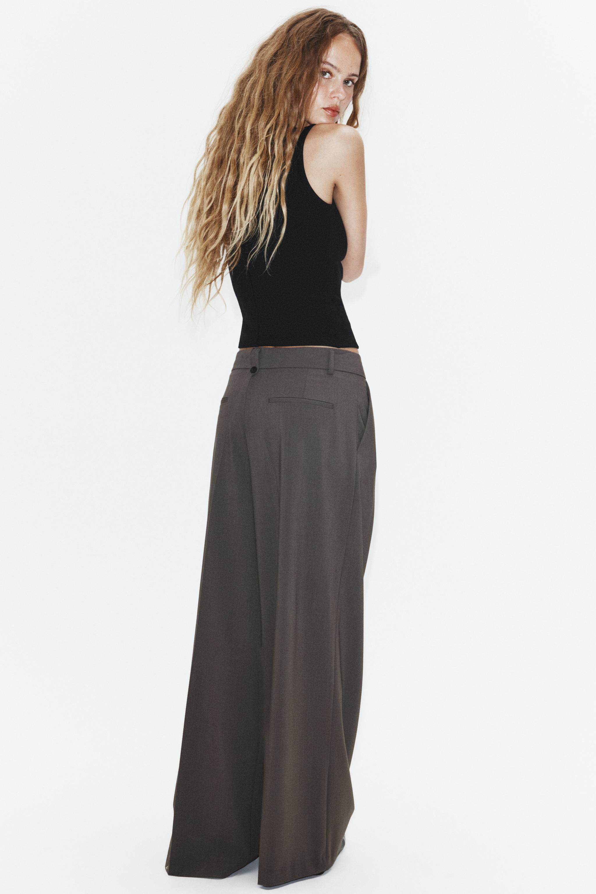 PLEATED TROUSERS WITH BACK TAB - Burgundy | ZARA South Africa