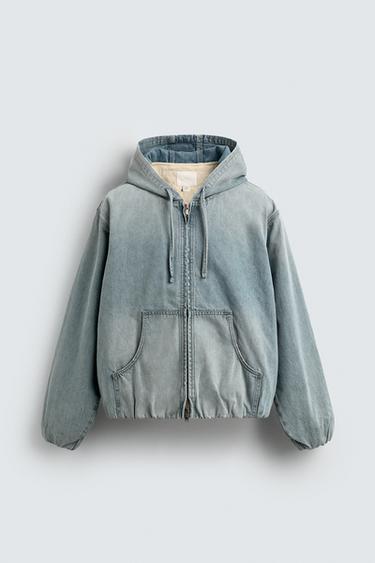 DENIM HOODIE JACKET - Aquamarine by Zara