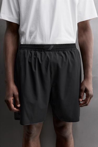 SHORT EN TISSU PERFORÉ 9'' - Noir de Zara - Image 6