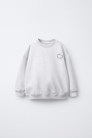 SWEAT BASIQUE À INSCRIPTION - Gris chiné de Zara - Image 0