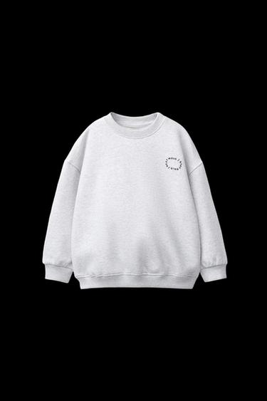 BASIC SWEATSHIRT WITH SLOGAN - Grey marl by Zara - Image 0