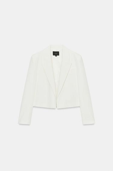BLAZER CROP CUELLO SOLAPA - Blanco roto de Zara