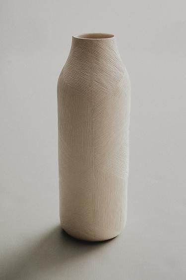 TEXTURED CERAMIC VASE - Bone by Zara