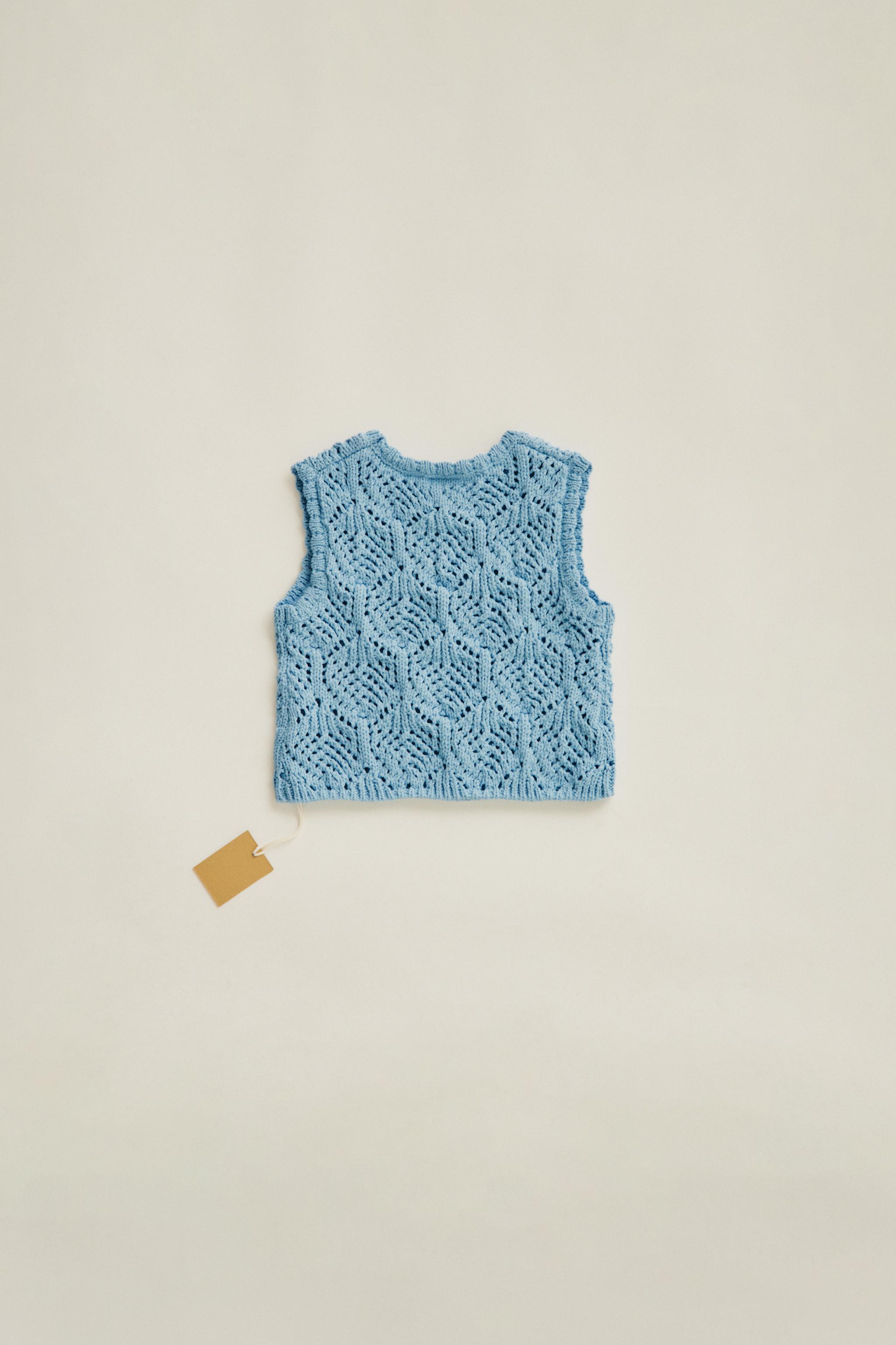 TIMELESZ – OPENWORK KNIT VEST - Mid-blue | ZARA United States