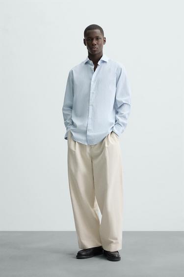 Zara TEXTURED STRIPED SHIRT - white - Image 0