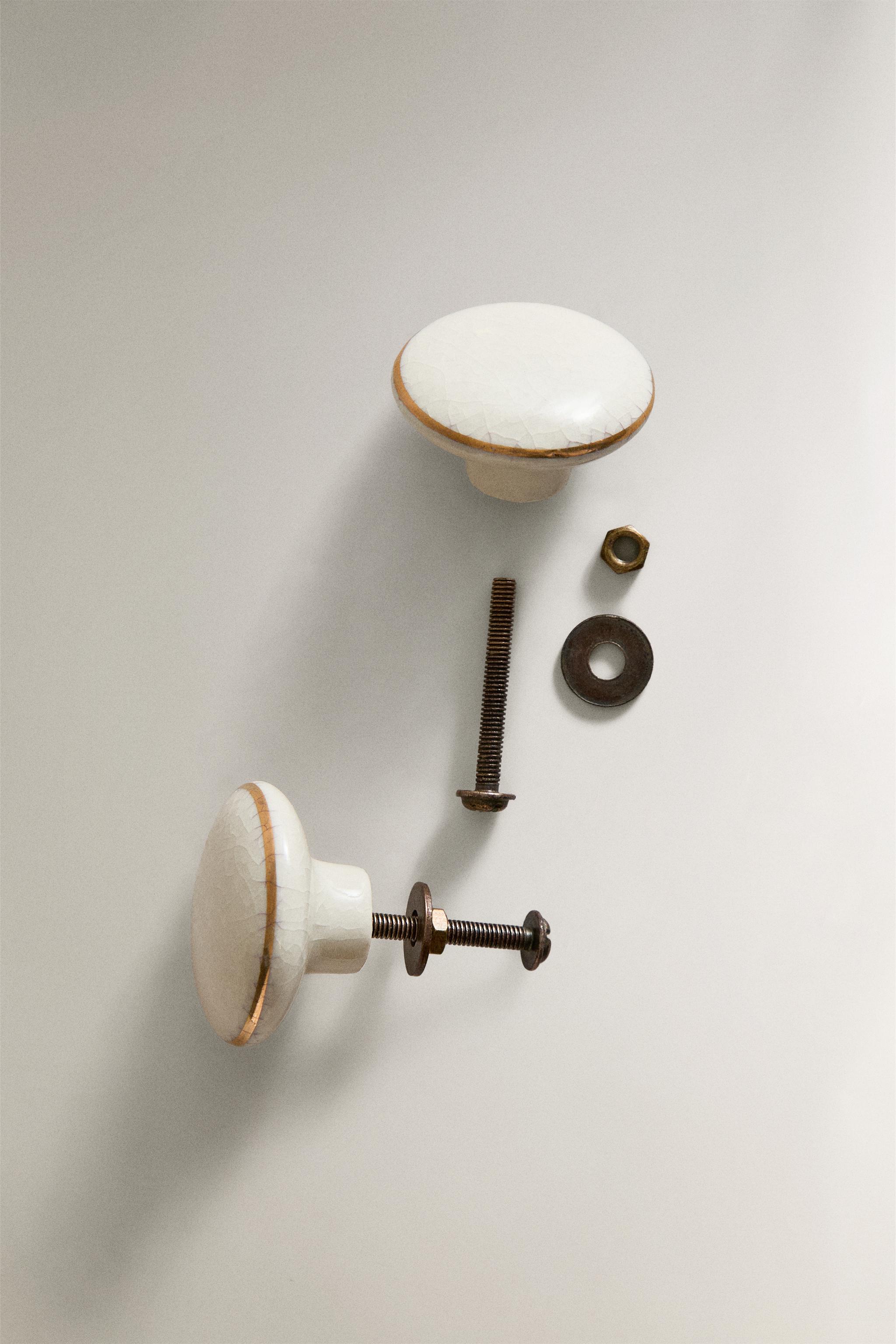 SET OF ROUND CERAMIC KNOBS (SET OF 2) - White | ZARA Canada
