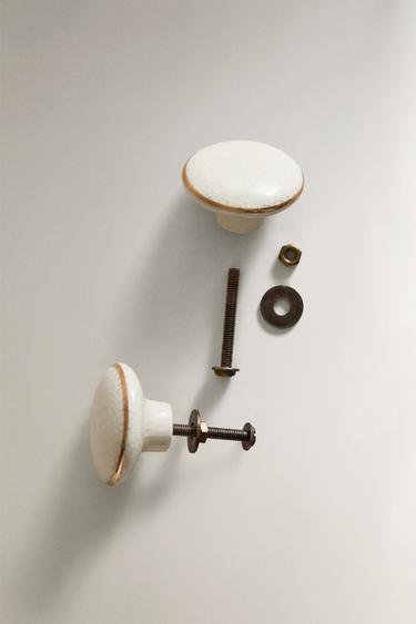PACK OF ROUND CERAMIC DOOR KNOBS (PACK OF 2) - White by Zara - Image 2