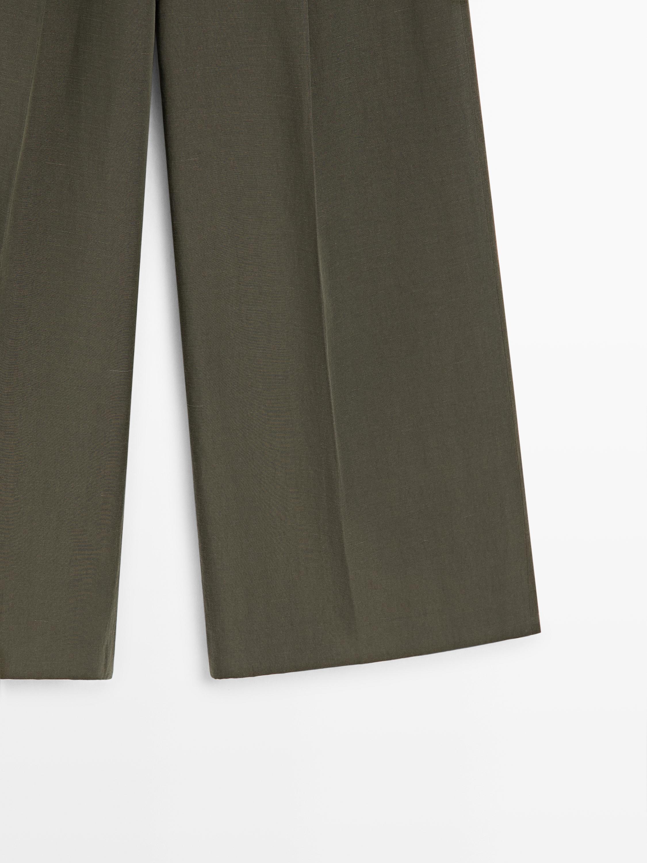 Darted wide-leg trousers