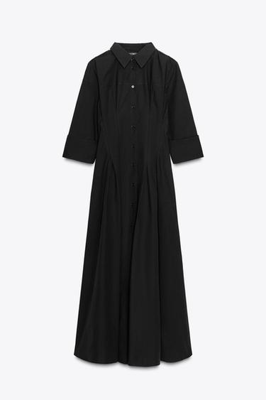 VESTIDO MIDI CAMISERO - Negro de Zara