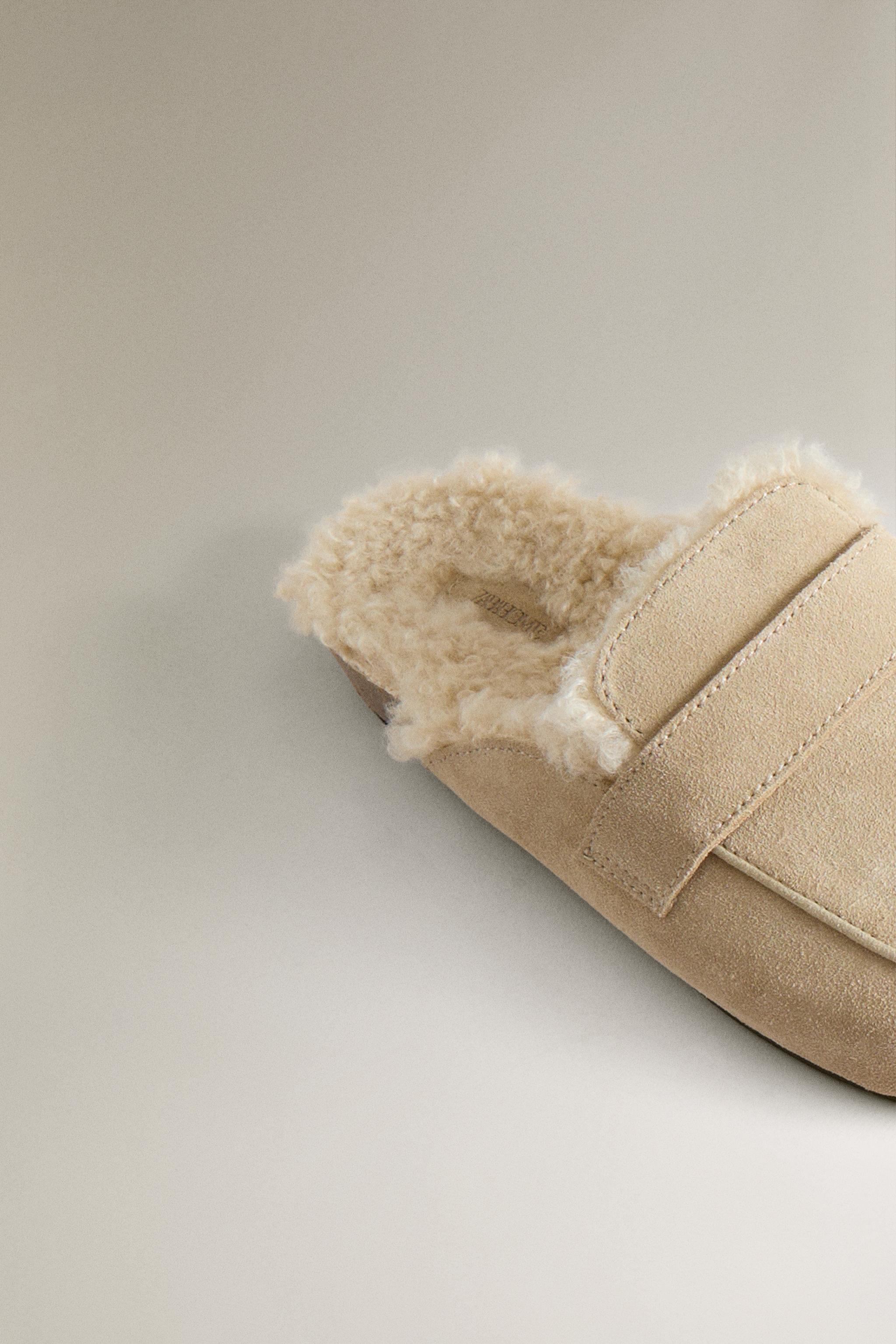 WARM LEATHER LOAFER MULE CLOG SLIPPERS