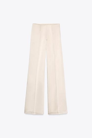 PANTALON SATINÉ TAILLE HAUTE - Beige de Zara