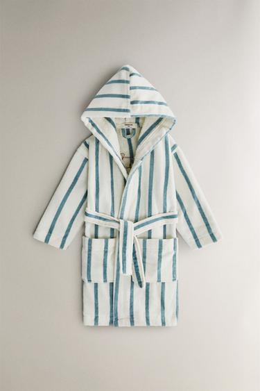 CHILDREN'S STRIPED RACER DOG BATHROBE - Blue/White by Zara