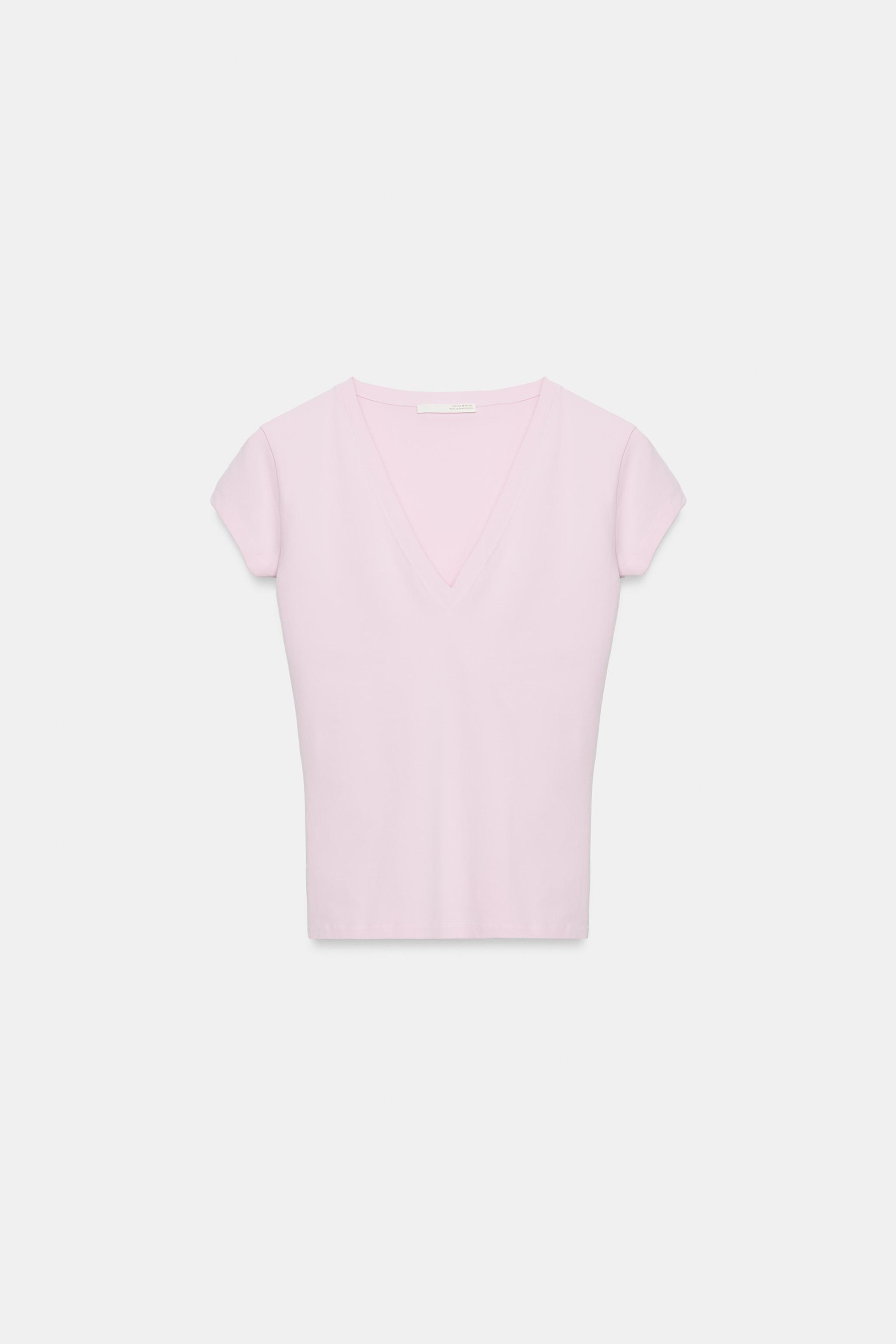V-NECK T-SHIRT — Pink