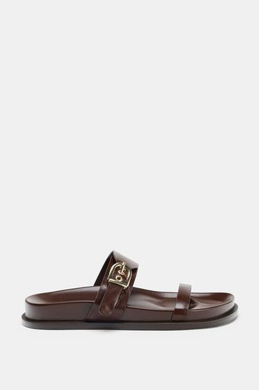 PLATFORM STRAPPY SANDALS - Chocolate Brown by Zara - Image 0