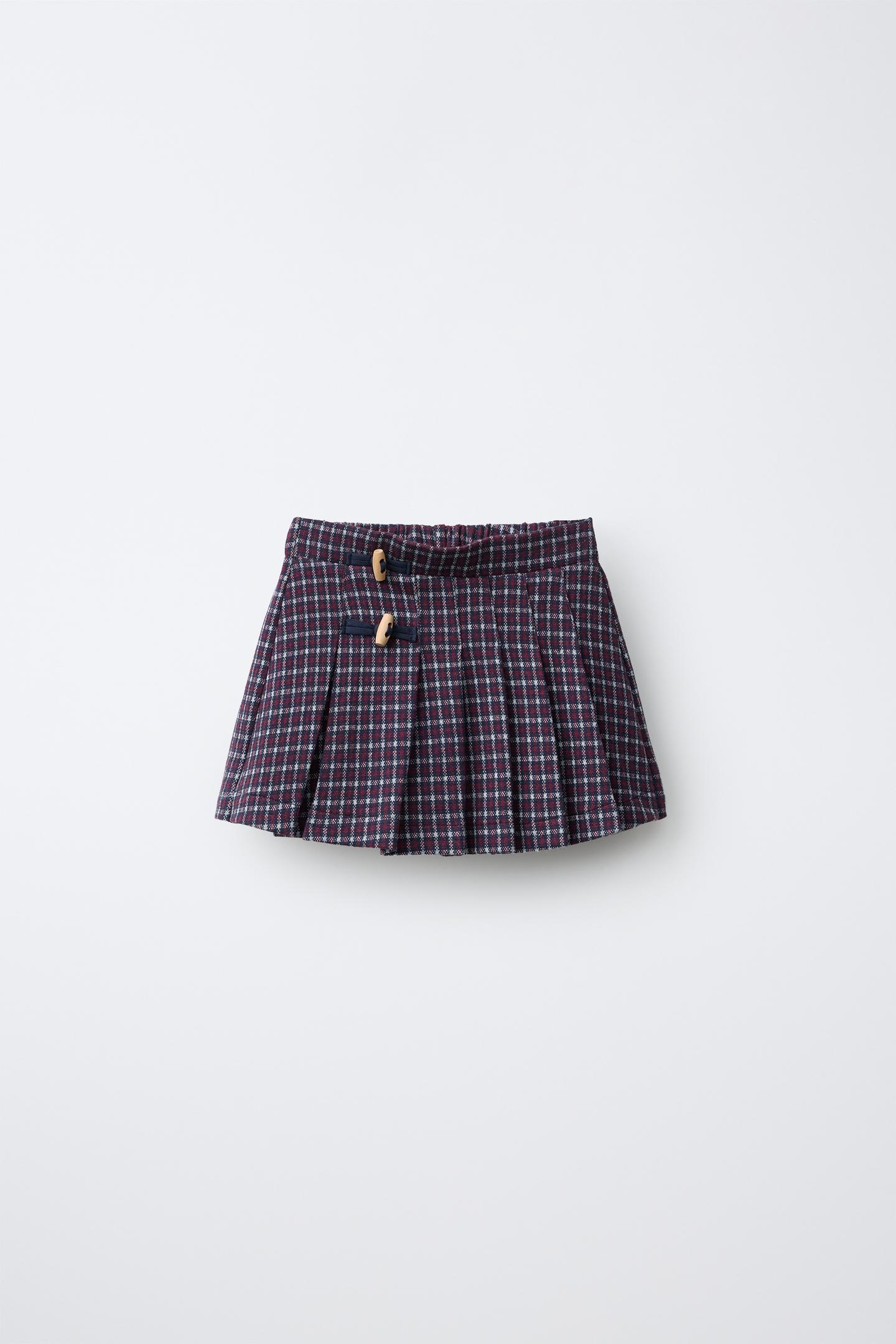 Детская юбка-шорты Zara Plaid Pleated Skort, цвет: Бордовый — фото 2