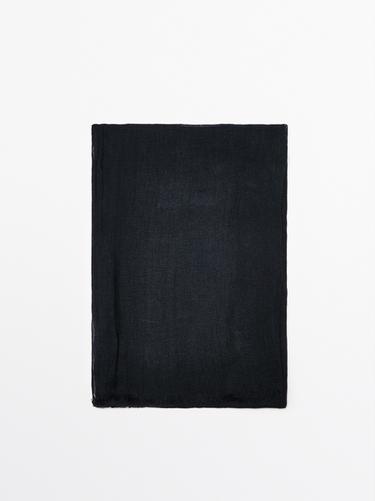 Zara 100% linen scarf - Petrol blue